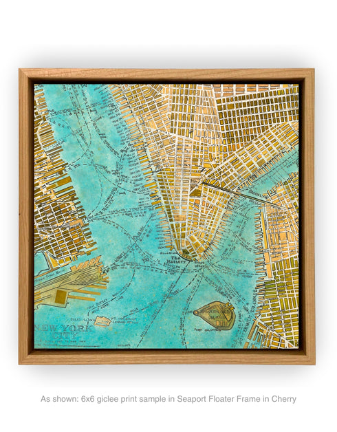 Manhattan Map | Framed Giclee Print on Canvas